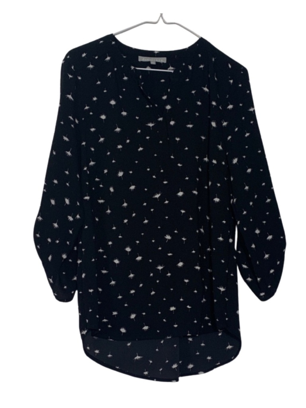 Daniel Rainn Black Dandelion Print All Over Spring Blouse Women’s L Office Boho